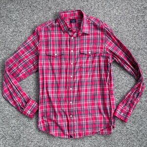 UNTUCKit Tartan Plaid Pink Long Sleeve Cotton Shirt